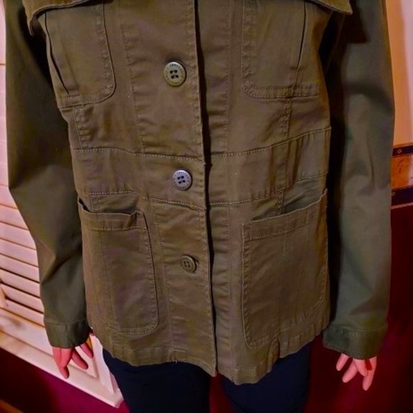 SANCTUARY ARMY GREEN COLLARLESS UTILITY JACKET SIZE M NWOT - Picture 3 of 7